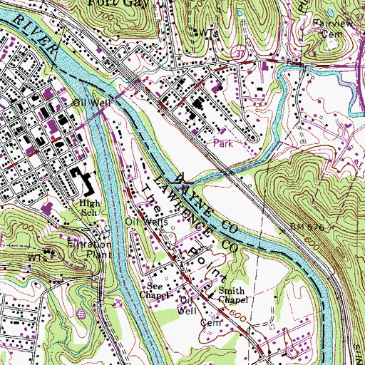 Topographic Map of Mill Creek, WV