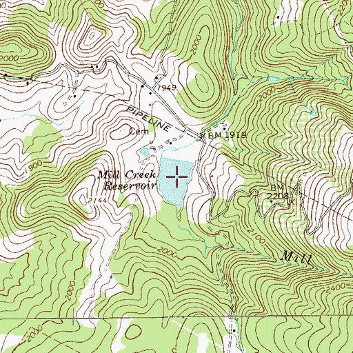 Topographic Map of Mill Creek Reservoir, WV