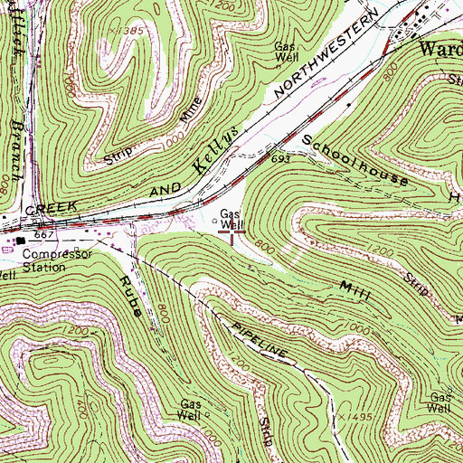 Topographic Map of Mill Hollow, WV