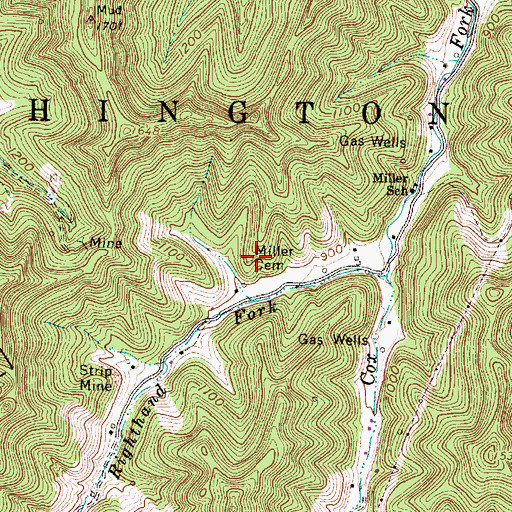 Topographic Map of Miller Cemetery, WV