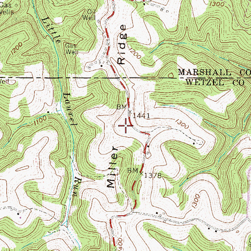 Topographic Map of Miller Ridge, WV