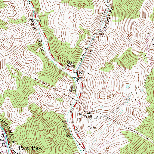 Topographic Map of Ministers Run, WV