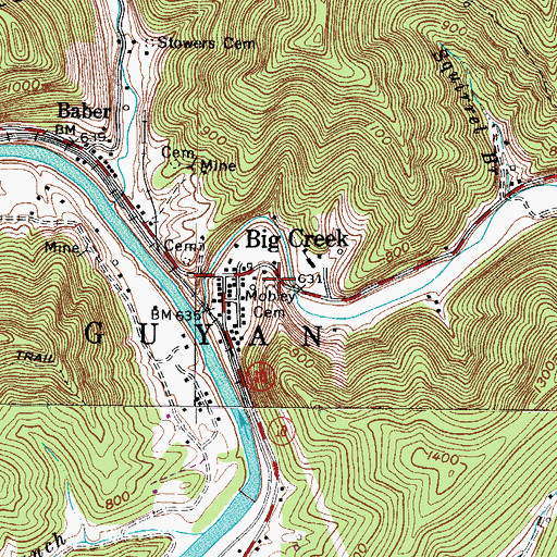Topographic Map of Mobley Cemetery, WV