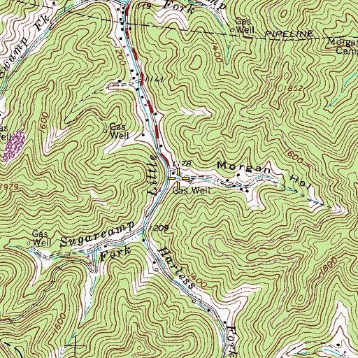 Topographic Map of Morgan Hollow, WV