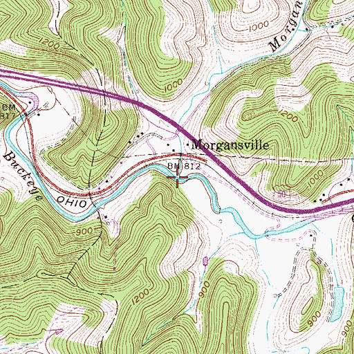 Topographic Map of Morgans Run, WV