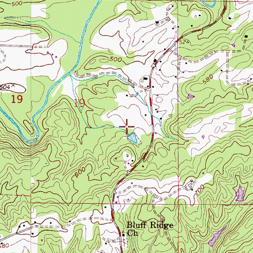 Topographic Map of Bluff Ridge Subdivision, AL