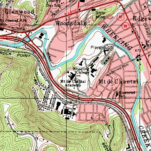 Topographic Map of Mount de Chantal Academy (historical), WV