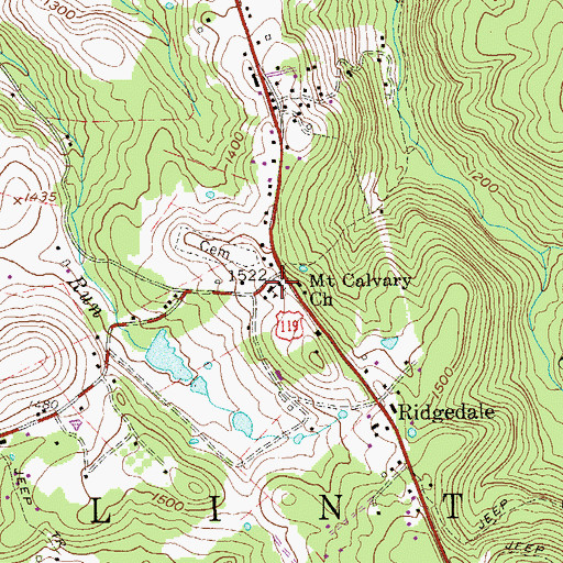 Topographic Map of Mount Calvary Church, WV