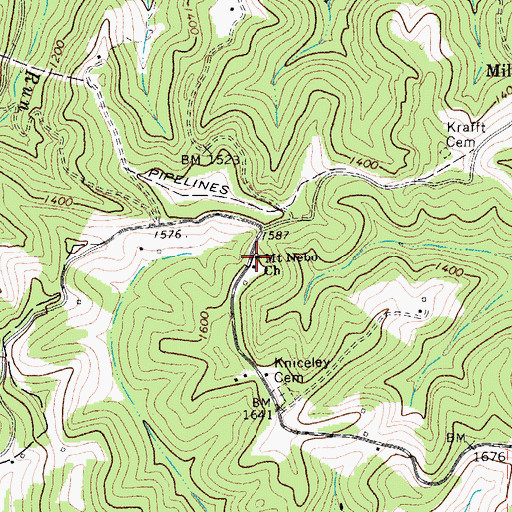 Topographic Map of Mount Nebo Church, WV