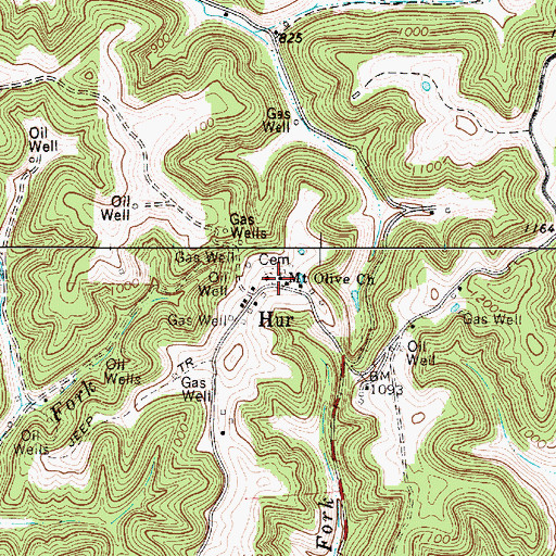 Topographic Map of Mount Olive Church, WV