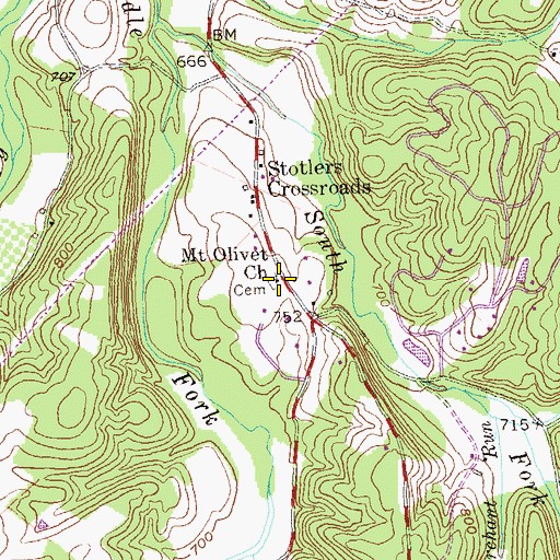 Topographic Map of Mount Olivet United Methodist Church, WV