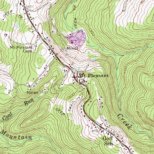 Topographic Map of Mount Pleasant United Methodist Church, WV