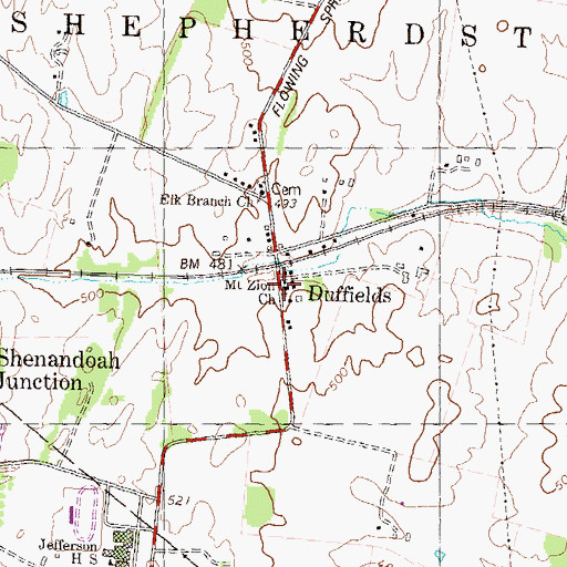 Topographic Map of Mount Zion African Methodist Episcopal Church, WV