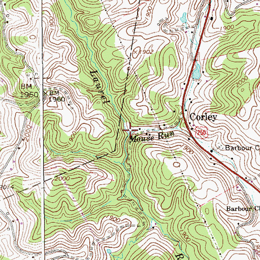 Topographic Map of Mouse Run, WV