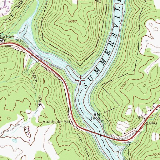 Topographic Map of Muddlety Creek, WV