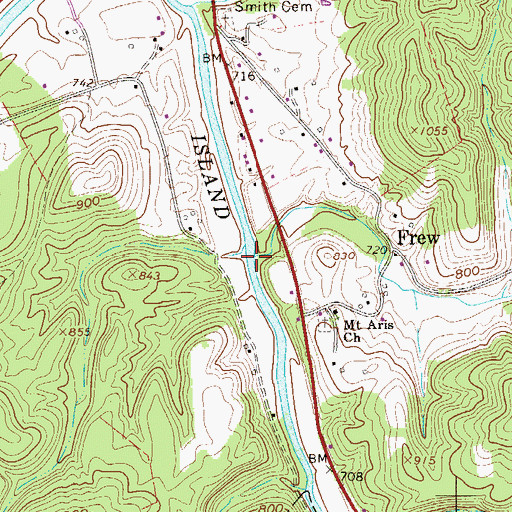 Topographic Map of Muddy Creek, WV