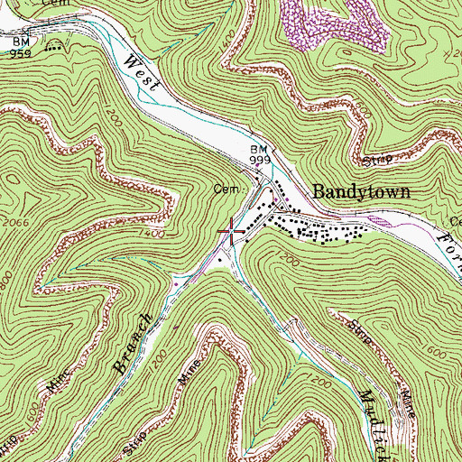 Topographic Map of Mudlick Branch, WV