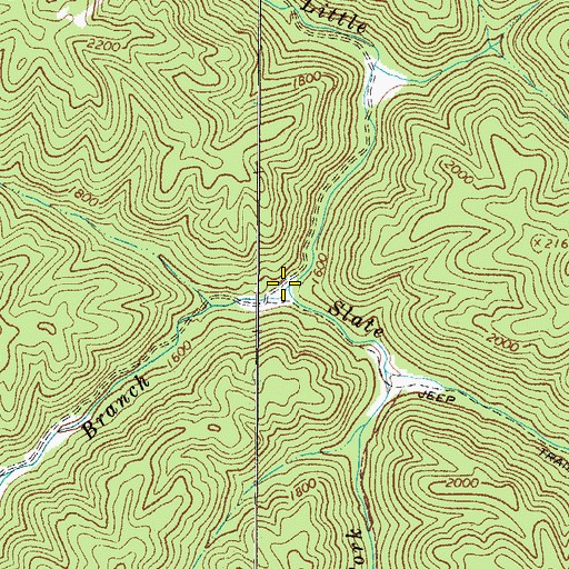 Topographic Map of Mudlick Branch, WV