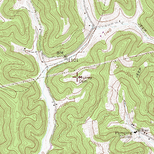Topographic Map of Murray Cemetery, WV