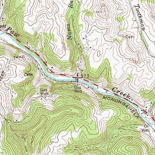 Topographic Map of Nams Run, WV
