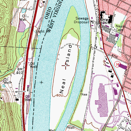 Topographic Map of Neal Island, WV