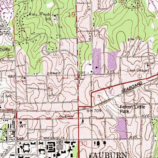 Topographic Map of Auburn Assembly of God Church, AL