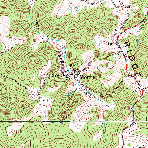 Topographic Map of New Hope Church, WV