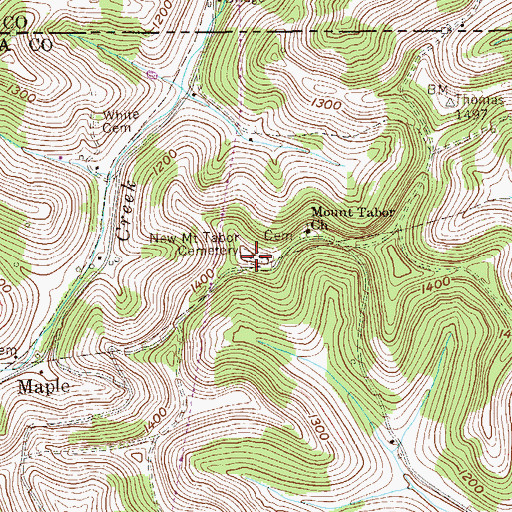 Topographic Map of New Mount Tabor Cemetery, WV
