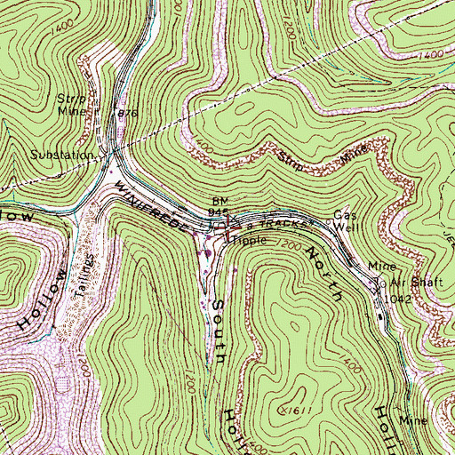 Topographic Map of North Hollow, WV