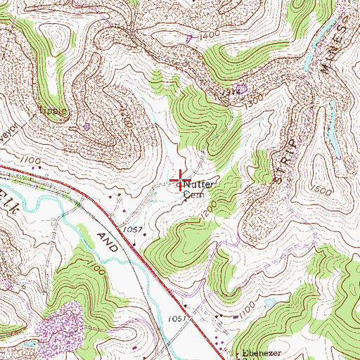 Topographic Map of Nutter Cemetery, WV