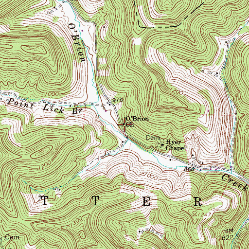 Topographic Map of O'Brion Church, WV