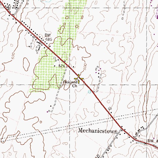 Topographic Map of Oakland Church, WV