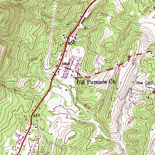 Topographic Map of Old Furnace Church, WV