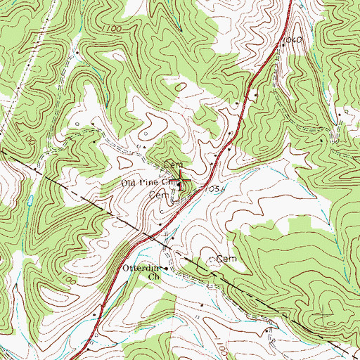 Topographic Map of Old Pine Church, WV