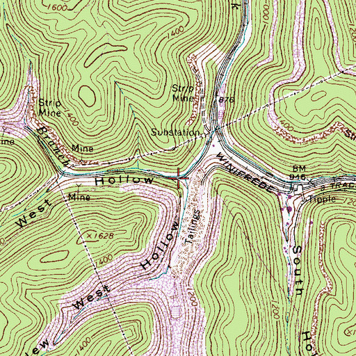 Topographic Map of Old West Hollow, WV