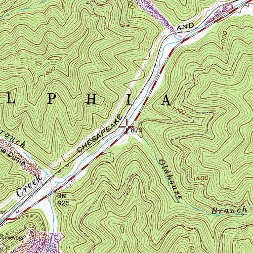 Topographic Map of Oldhouse Branch, WV