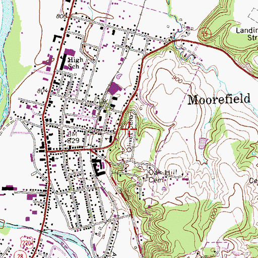 Topographic Map of Olivet Cemetery, WV