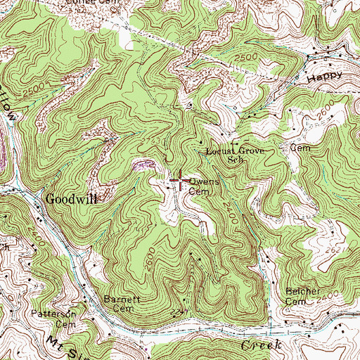 Topographic Map of Owens Cemetery, WV