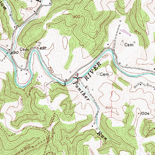 Topographic Map of Panther Run, WV
