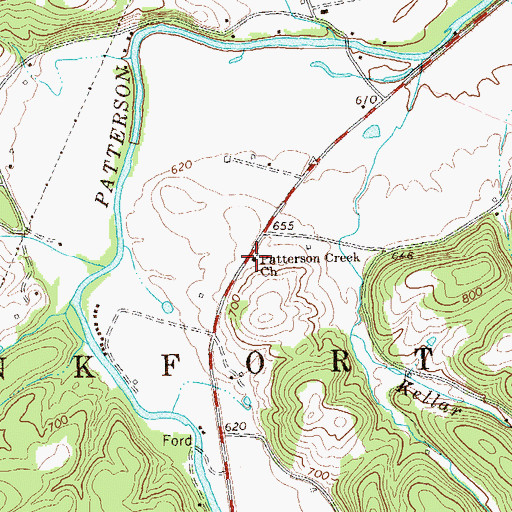 Topographic Map of Patterson Creek Church, WV