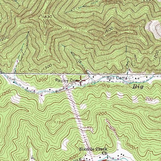 Topographic Map of Pauley Cemetery, WV