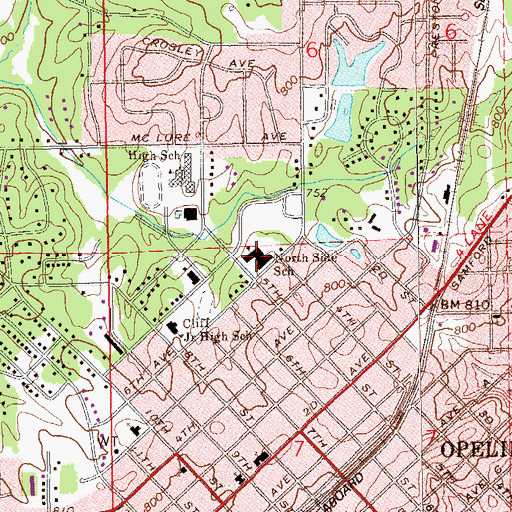 Topographic Map of North Side School, AL