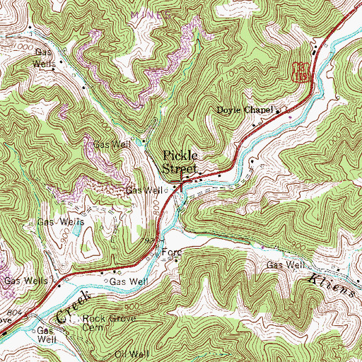 Topographic Map of Pickle Street, WV