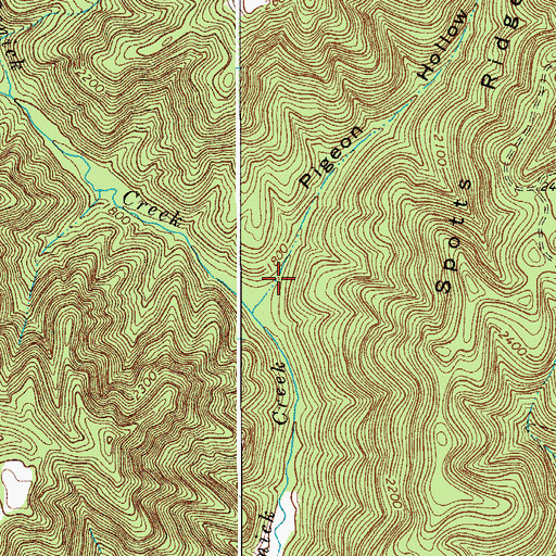 Topographic Map of Pigeon Hollow, WV