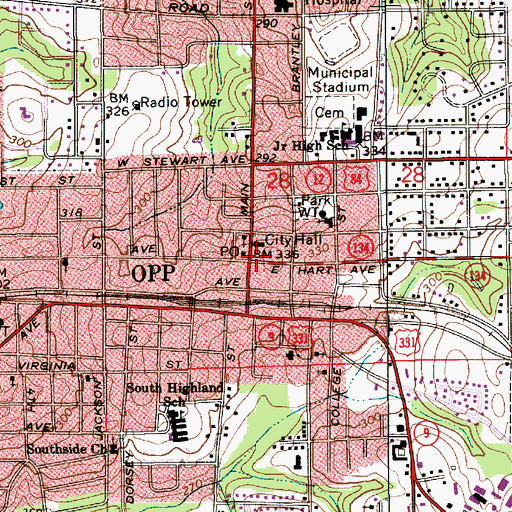 Topographic Map of Opp, AL