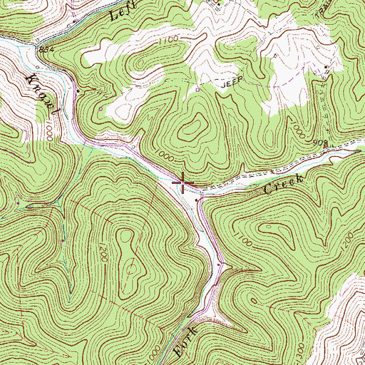 Topographic Map of Pigeonroost Fork, WV