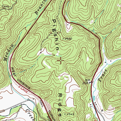 Topographic Map of Pigshin Ridge, WV