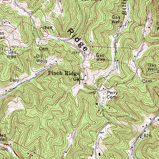 Topographic Map of Pinch Ridge Church, WV