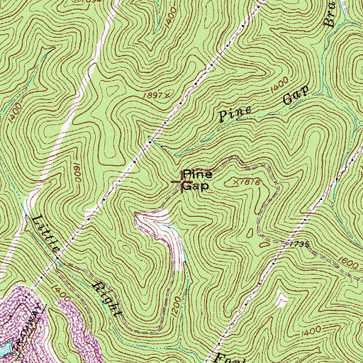 Topographic Map of Pine Gap, WV