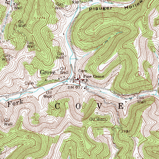 Topographic Map of Pine Grove Church, WV